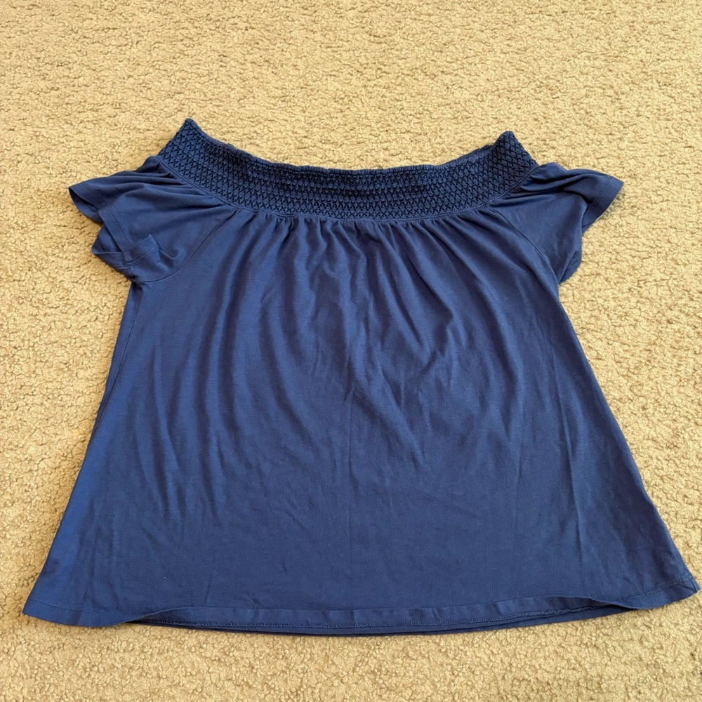 Old Navy Blue Off the Shoulder Smocked Top